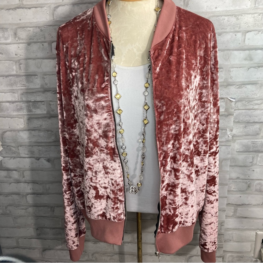 Missguided Women's Crushed Velvet Bomber Jacket Size 14